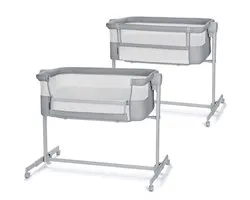 Kinderkraft NESTEE UP 2 - Lit cododo - 2 places - 1 place - Berceau Bébé - Hauteur réglable - avec Matras - Gris clair