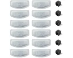 Vervangend waterfilter en 6-pack vervangende Geschikt voorfiltersponzen, compatibel met 67oz/2L roestvrijstalen drinkfonteinen Geschikt voor huisdieren, verpakking van 12