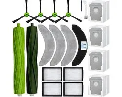 Kit de remplacement PolkaHome® 20 pièces pour iRobot Roomba Combo J7+/J9+/10 Max : 2 brosses principales, 4 brosses latérales, 4 filtres HEPA, 4 sacs d'aspirateur, 4 serpillères, 1 tournevis, 1 brosse et lame 2 en 1 – Accessoires et pièces