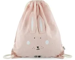 Trixiebaby Trixie Zwemtas - Mrs. Rabbit - Gymtas voor kinderen - Waterafstotend - Turnzak met trekkoord - Voor jongens en meisjes - Roze - Konijn