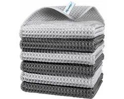 Spalax MicroWaffle Set de Torchons 6 Pièces - Chiffons en Microfibre Très Absorbants - Lavables - 30 x 30 cm