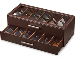 ProCase Sunglasses Organizer Box, PU Leather Sunglasses Glasses Holder with Clear Top Lid Eyewear Eyeglasses Display Case Multiple Pairs Glass for Men Women