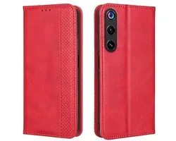 EASSGU Hoes voor mobiele telefoon voor smartphone, compatibel met RedMagic 10 Air (6,8 inch) flip folio, PU-leren magneetschakelaar, beschermhoes, 3 kaartvakken, 1 portefeuille, standaard, rood