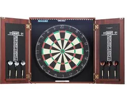 Dartbord Kast Set, Officiële Maat - Met Steeldarts en LED Verlichting - Complete Set voor Cricket