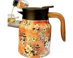Koffie Thee Karaf - Drank Dispenser - Dranken Warm Houden - Met Thee Infuser - 1000 ml - Oranje