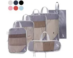 ANNSTÉ® - Compressie Packing Cubes - Packing Cubes Compression - Reiszakken voor Koffer - Packing Cubes met Compressierits - Bagage Organizer - Compression Cube - Koffer Organizer Set - Bag Organizer - Reistassen - Reis Organizer - 6 Stuks - Grijs