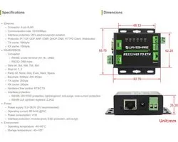 Industrieel RS232/RS485 naar Ethernet Converter met Dubbele Seriële Poorten - TCP/UDP Client en Server
