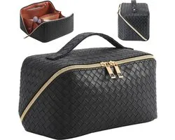 Make-Up Tasje - Reis Make Up Tas - Toilettas Etui - Make-Up Organizer - Make-Up Koffer - Beauty Case Organizer - Cosmetica Organizer - Skincare Organizer - Travelbag - Reistas - Met Vakken - Grote Capaciteit - Reizen - Zwart