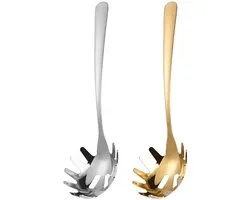 Lot de 2 louches à spaghetti (26 x 6,5 cm) en acier inoxydable (cuillère à spaghetti) et cuillère à pâtes (passoire à fondue)