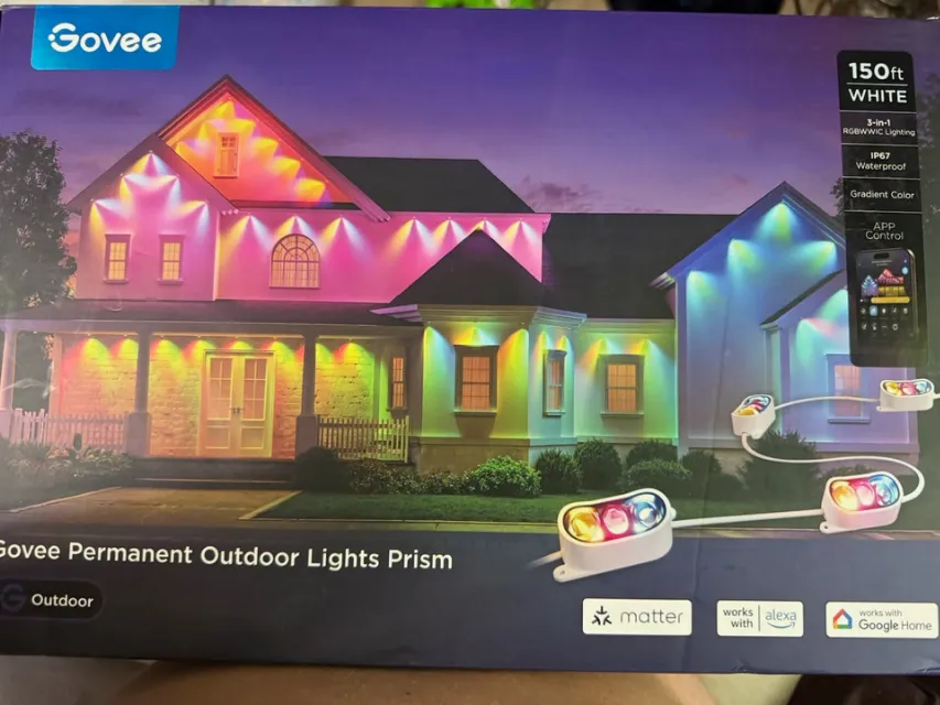 Govee Permanent Outdoor Lights Prism 150 ft RGBICW IP67 White App Control H706F