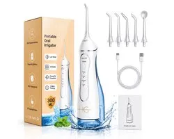 HG Aesthetics Waterflosser - JetFloss - Flosapparaat - Monddouche - Draadloos – USB-C Oplaadbaar – 300 ml Waterreservoir – IPX7 Waterdicht – 5 Drukstanden & 5 Opzetstukken – Geschikt voor Gevoelig Tandvlees & Beugels