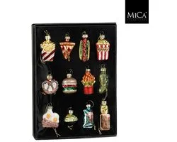 Mica Decorations Decoratie ornament fastfood goud 12 stuks