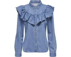 ONLY - ONLINDIGO LS FRILL DNM SHIRT QYT NOOS - Dames - Blouses