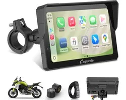 CARPURIDE W702Pro +TPMS - Écran Carplay pour motocyclette - fonction intercom - compas - baromètre - écran tactile - partage de musique - double Bluetooth
