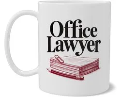 Mok Office Lawyer Grappig Juridisch Documenten en Paperclip Design Cadeau voor Jurist Kantoor Advocaat en Beleidsmedewerker
