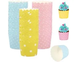 Dailygoods - MOLIMOLI Cupcake Liners, 150 Stuks Muffin Cups Paper Liner Case Wrapper Baking Mug voor Verjaardagen Feestjes - 3 Kleuren Ideale Muffins, Cupcakes, Snacks, IJs 5x6 4.7cm