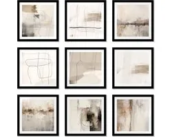 FrameYourWall® - Fotowand met exclusieve posters - Aesthetic Alchemy - Fotolijst collage line art - Fotokader met poster - Kaders en lijsten - Wissellijst - Wanddecoratie - Fotocollage muurdecoratie - Muurposter met zwarte lijst - 6 delige fotomuur