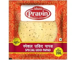 Suhana Plain Udid Crisps Papadam 3 x 200g – Authentieke Indiase Papadums van Uridbonen | Glutenvrij, Vegetarisch & Knapperig | Snack, Bijgerecht & Partyfood | Met Kajal Sticker