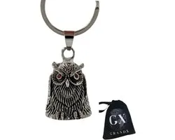 Grand X - Guardian Bell - Uil - Zilver - Gremlin Bell - Sleutelhanger - Motor Sleutelhanger - Geluksbelletje Motor - Tas Hanger - Geloof