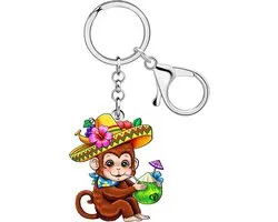 Acrylic Cute Hawaii Tropical Monkey Keychain Keychain Necklaces Beach Gifts For Women Girls Animal Lovers Car Keys - ShopVlot