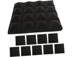 Geluidsisolatie Panelen - Akoestische Matten - Studio Geluid Dempen - Zelfklevend Pyramid Design - 25x25x5 CM - Zwart