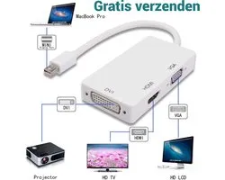 Saizi 3 en 1 mini port d'affichage ultra rapide (Thunderbolt) vers VGA et HDMI et câble moniteur DVI / adaptateur / commutateur / mini port d'affichage vers connecteur / convertisseur VGA pour Apple / Mac / Macbook