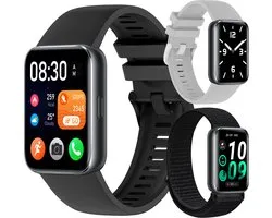 Siltcon® Activity Tracker Pro - Stappenteller Horloge Dames & Heren - Smartwatch Heren - Smartwatch Dames - Belfunctie - 1,75″ Touchscreen - Hartslagmeter & Bloeddrukmeter - Slaapmonitor - Elke Pols - Geschikt voor iOS/Android - Incl. 3 Bandjes