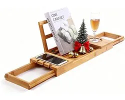 Bamboe Bad Caddy Tray Bad Tray voor Tub, Verstelbare