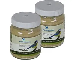 Vogelbescherming Vogelvoer - 2x - pot - vogel pindakaas met noot - 330gr - winter vogelvoer/dierenvoer