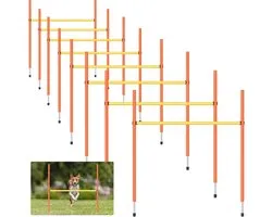 Hollowfly 8 Set Hond Agility Bar Jump Verstelbare Hond Behendigheid Horden Trainingsapparatuur Draagbare Jumper Horde Park Indoor Outdoor Oefening Tool (Oranje en Geel)