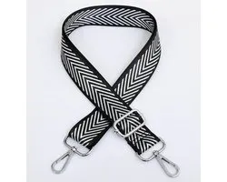 Bag Strap - Bagstrap - Tassenriem - Schouderband - Verstelbaar - Zwart/Wit Zebra Print - Zilveren Gesp