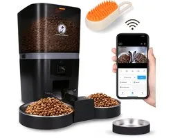 Distributeur Automatique Chat & Chien 6L Standard – Caméra HD – Audio Bidirectionnel – Double & Simple Gamelle Inox – App – Vision Nocturne – Brosse Vapeur – Prime AnimalZ – Blanc