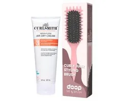 Curlsmith Weightless Air dry Cream 237ml + doop Me & Brush Luxe Haarborstel Roze
