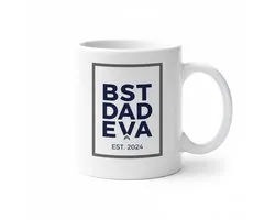 Best Dad Ever Witte Mok 330ml – Vaderdag Cadeau met EST. 2024 Ontwerp