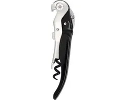 Pulltex Pullparrot RVS Kurkentrekker Zwart - ClickCut systeem - Verwijder Moeiteloos de Kurk - Eenvoudig inklapbaar - Kurken Trekker - Zonder Kurk Beschadiging door Uittrekbare Dubbele Hefboom - Wijnopenener - Flessenopener