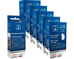 5x Brita Intenza Water Filter - Bosch - Siemens Water filter TCZ7003 / TZ70003 / 575491 + Bosch / Siemens Cleaning Pastets