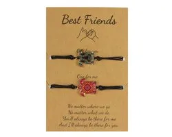 Bracelets d'amitié Bixorp Friends pour 2 avec tortues - Rose + Blauw - BFF Bracelet Filles - Best Friends Bracelet Friendship Gift for Two