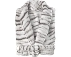 Badjas Tiger White de Sibérie Long - Molleton Flanelle - Taille M - Gris - Badjas Femme - Badjas Homme
