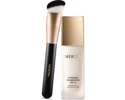 Meroda Changing Foundation & Essential Brush Bundel - Kleurveranderende Foundation - 30ml