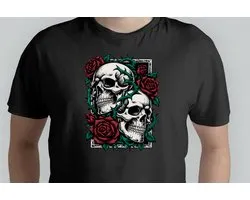 Dark Romance Skull Roses - T Shirt - Cute - Sarcastic - GoodVibes - Sarcasm - Funny - Gift - Cadeau - Sarcastisch - SarcastischeVibes - schattig - lief - feelgood