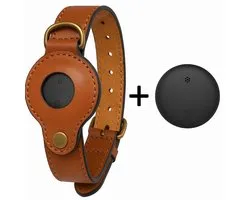Collier Bluetooth pour chat en cuir véritable – Compatible avec l'application Samsung SmartThings – Trouvez toujours votre chat – Collier de suivi de Luxe – Sûr et durable – Marron