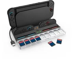 Station de charge pour Nintendo Switch 2 par MMOBIEL – Station de charge pour 4 Manettes Joy -Con avec 7 modes d'éclairage RVB, 9 emplacements pour cartes de jeu, indicateurs LED d'état de charge – Station de charge complète