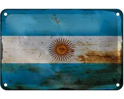 Blechschild Flagge Argentinien 18x12cm Flag Argentina Rost