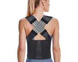 Rugbrace Posture Corrector Voor Vrouwen en Mannen | Verstelbare Bovenrug Straightener | Rug Correcter| Houding Corrector | Het Verstrekken Van Pijn Verlichting Van Nek, Schouder, En De Bovenrug | Zwart| L-XL