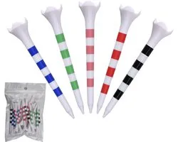 Stripe golf tees 83 mm - 20 stuks met 4-punts balsteun