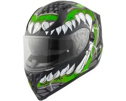 Bogotto V128 Naga Mat Zwart Groen Integraalhelm - Helm