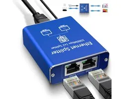 Switch Ethernet 1 vers 2, Switch RJ45 avec 2 Portes 1000 Mbit/s, répartiteur de Switch Réseau LAN pour ordinateurs, Routeurs , Boxes et téléviseurs