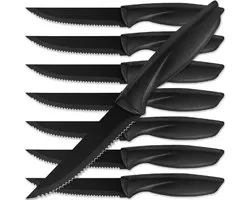 Steakmessen set 8 delig - Dinermessen - RVS - Zwart
