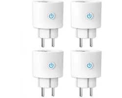 4 stuks smart Plug 16A 3680W met Energiemeter,Slimme Stekker Compatibel met Alexa/Google Home, Voice Control, App Tuya/Smart Life, Wifi 2.4 GHz, Geen bridge benodigd