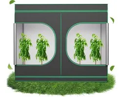Complete Kweektent voor Hydrocultuur, 240x120x200cm Lichtdichte Plantentent, Broeikas Box met Transparant Kijkvenster, Reflecterend Mylar, Uitneembare Bodemplaat en Accessoirekanaal, Indoor Kweekkas voor Home Groei, NAIZY